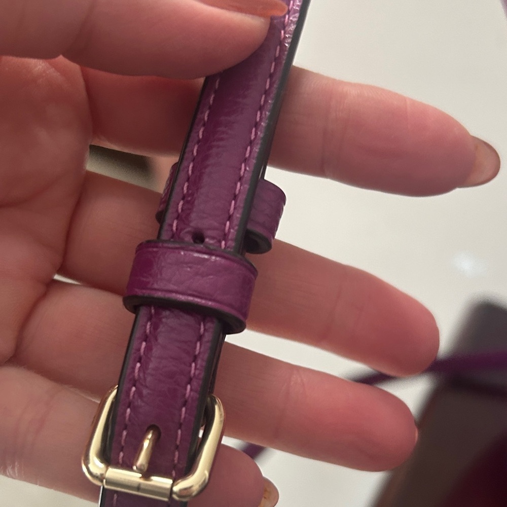Coach Purple Pebbled Leather Satchel with Gold Hardware - Picture 6 of 11